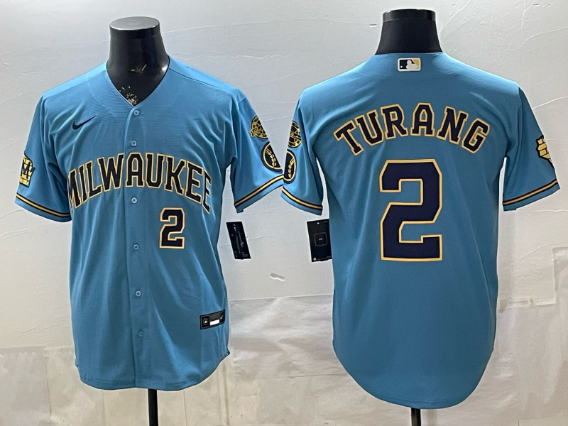 Men 2026 Milwaukee Brewers #2 Turang blue Game Nike MLB Jersey 0403001->milwaukee brewers->MLB Jersey